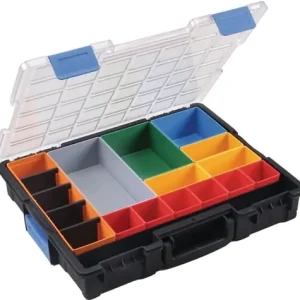 Sortimentskasten B440xT355xH76mm 18 Fächer 4 Trennstege transp.schwarz - 454230 Billig