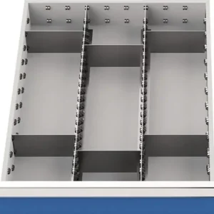 Schubladenunterteilungsmaterial Front-H.100-125mm 2 Längs- u.6 Querteiler Preis Gesenkt