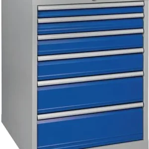 Billig Schubladenschrank H1019xB705xT736mm lichtgrau/signalblau 6 Schubl.BEDRUNKA+HIRTH