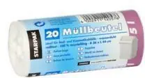 Markenprodukt PAPSTAR Müllbeutel 12057 44x36cm 5l weiß 20 St./Pack.