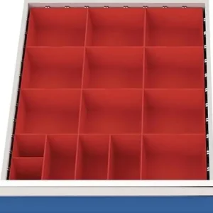 Sichere Zahlung Schubladenunterteilungsmaterial Front-H.75-100mm 15 Kleinteilekästen