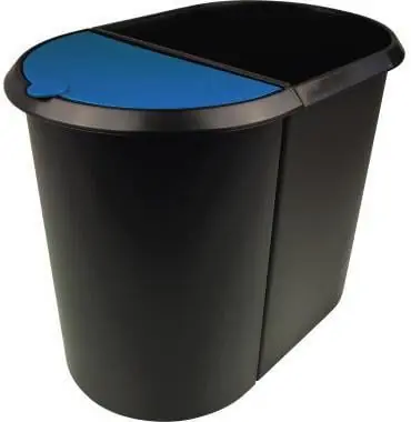 Echt helit Papierkorb Duo-System 20+9l H6103993 oval Kunststoff sw/bl
