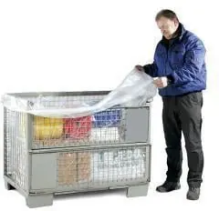 Sofort Bestellen Seitenfaltensack Maße (B+SFxL) 1300+950x2400mm S.50µ LPDE transp. f.Gitterbox