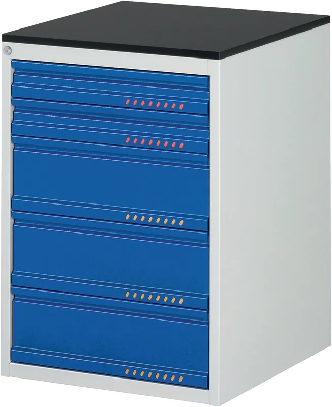 Schubladenschrank BK 650 H820xB580xT650mm grau/blau 5 Schubl.Einfach.TECWERK Top-Angebot
