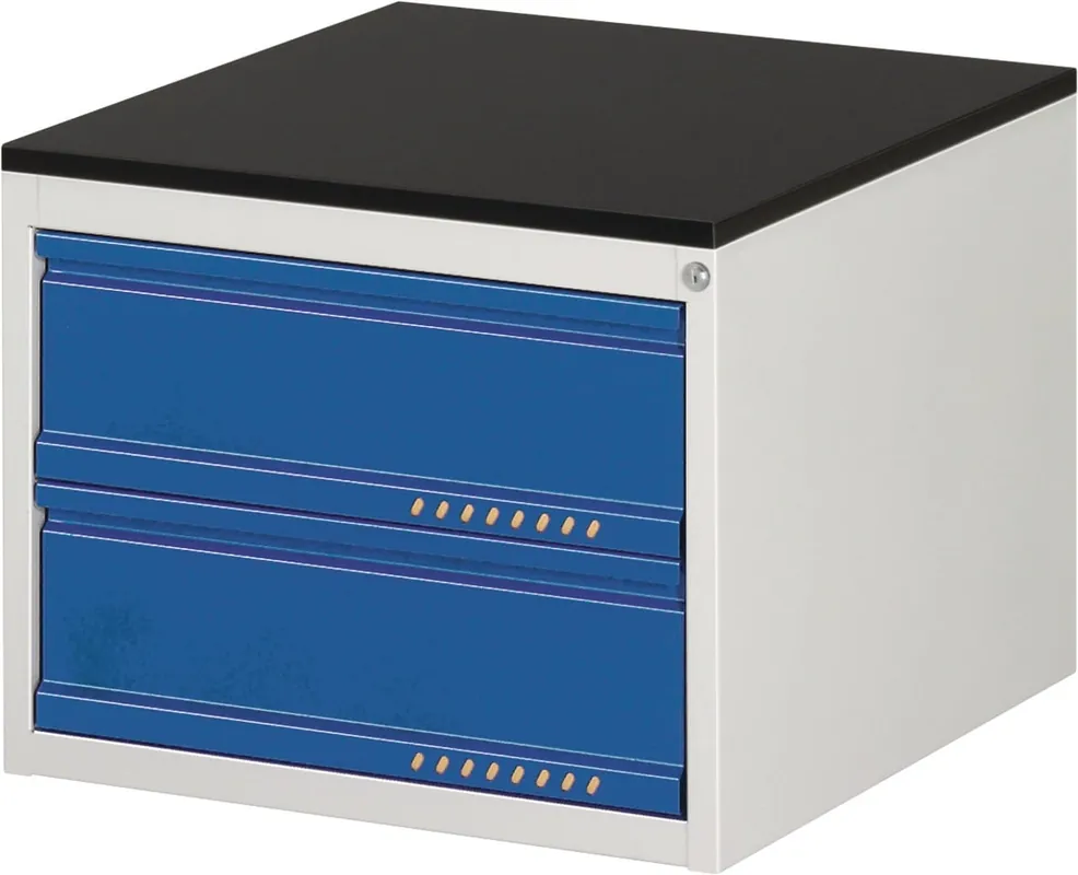 Neue Ware Schubladenschrank BK 650 H460xB580xT650mm lichtgrau/blau 2Schubl.Einfach.TECWERK