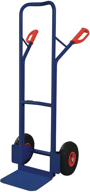 Stapelkarre H.1300mm Schaufel-L250xB320mm Luft-Bereifung Trgf.300kg blau TECWERK Geprüft