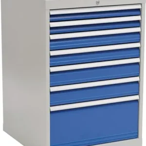 Ausverkauf Schubladenschrank H1019xB705xT736mm grau/blau 2x75,2x100,2x125,1x300mm Schubl. - 80700/1401AV 7035/5005