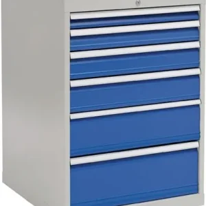 Schubladenschrank H1019xB705xT736mm lichtgrau/signalblau 6 Schubl.Vollauszug - 80700/1221AV 7035/5005 Letzte Chance