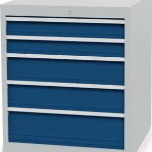 Schubladenschrank H819xB705xT736mm lichtgrau/signalblau 5 Schubl.Vollauszug - 80780/0221V10A_7035_5005_NWV Jetzt Kaufen
