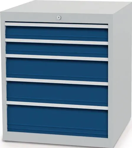 Schubladenschrank H819xB705xT736mm lichtgrau/signalblau 5 Schubl.Vollauszug - 80780/0221V10A_7035_5005_NWV Jetzt Kaufen