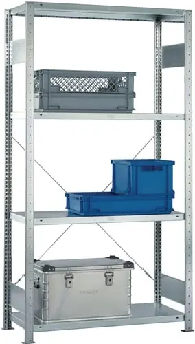 Preisreduziert META Steckregal H2000xB1.000xT400mm Anbaur.verz.1 Rahmen,4 Fbd.Trgf.150kg Feldl.1650kg - 20094953