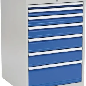 Schubladenschrank H1019xB705xT736mm lichtgrau/signalblau 7 Schubl.Vollauszug - 80700/2221AV 7035/5005 Neue Ware