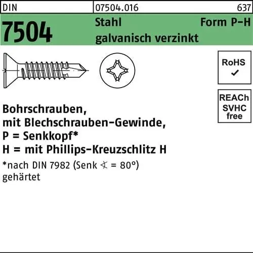 Bohrschraube DIN 7504 SEKO PH P 4,2x38-H Stahl galv.verz. 500St. Knallerangebot