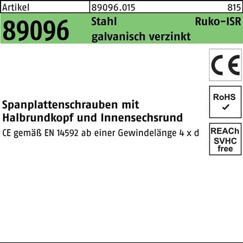 Spanplattenschraube R 89096 HAKO ISR 4 x 20 -T20 Stahl galv. verzinkt 200St. FS Zertifiziert