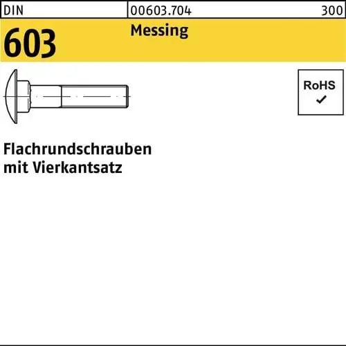Billig Flachrundschraube DIN 603 Vierkantansatz M8x 50 Messing 50 Stück