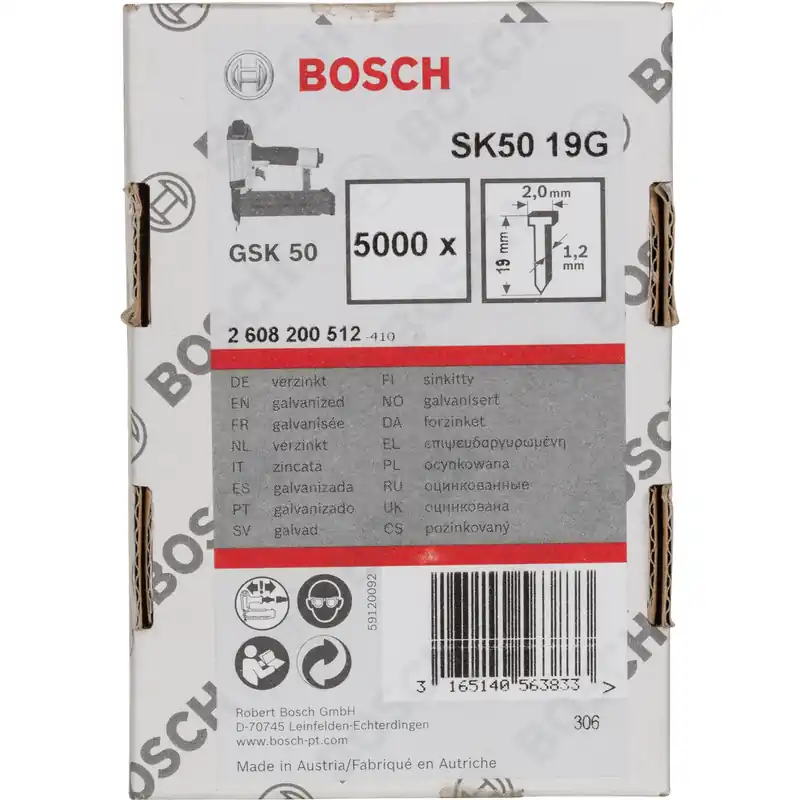 Billig Bosch Senkkopf-Stift SK50 19G, 1,2 mm, 19 mm, verzinkt - 2608200512