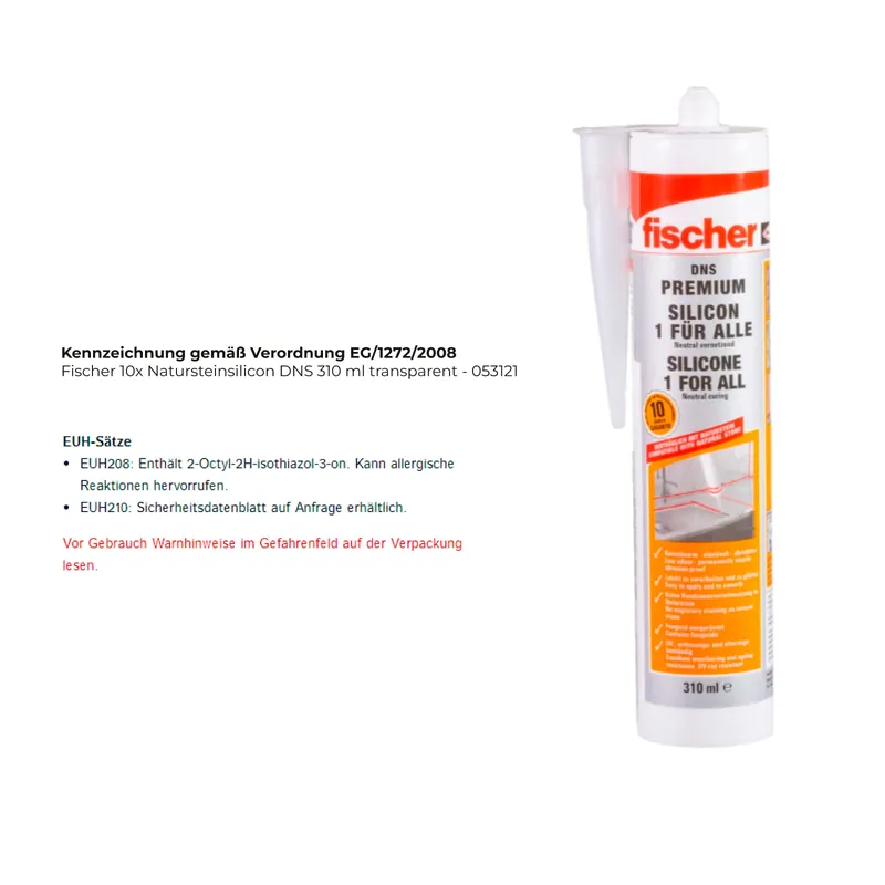 Fischer Natursteinsilicon DNS 310 ml transparent - 053121 Letzte Chance