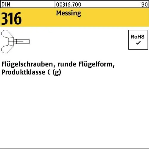 Flügelschraube DIN 316 M8x 30 Messing 50 Stück Nur Heute
