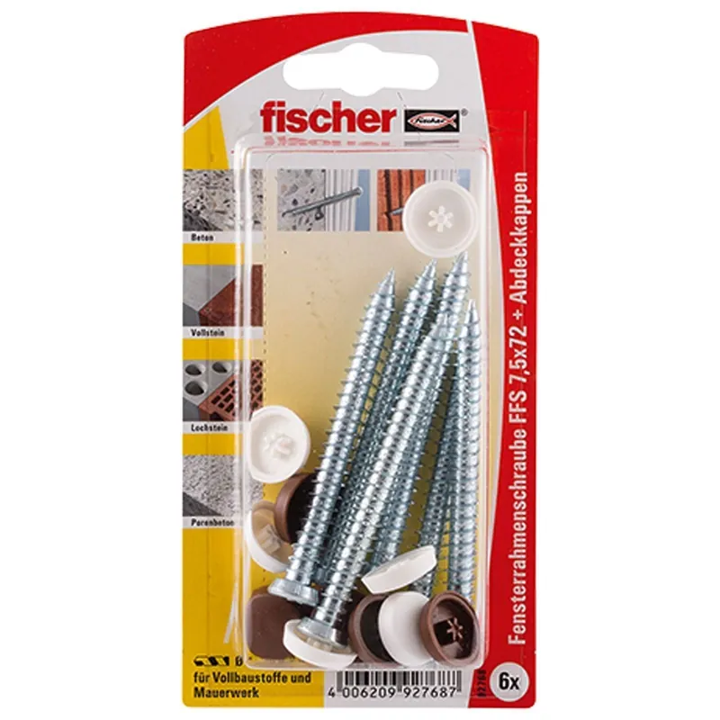 Fischer 6x Fensterrahmenschraube FFS 7,5x72 T30 - 92768 Garantierte Lieferung