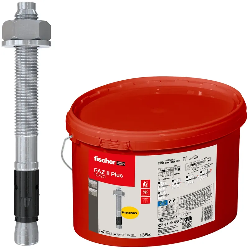 Ausverkauf Fischer Bolzenanker FAZ II Plus 10/20 im Eimer (135 St) - 568858