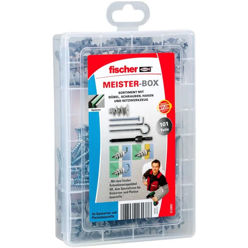 Neu Im Sortiment Fischer Meister-Box mit GK + Schrauben + Haken (100 Teile) - 513892