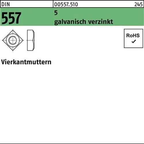 Vierkantmutter DIN 557 M5 5 galv.verz. 100 Stück Kracherpreis