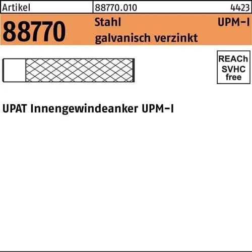 Innengewindeanker R 88770 UPM-I 6 Stahl galv.verz. 10 Stück UPAT Meistverkauft