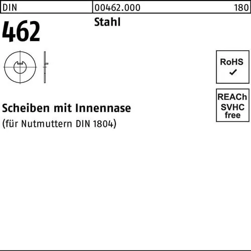 Scheibe DIN 462 m.Innennase 52 Stahl 25 Stück Top-Preis