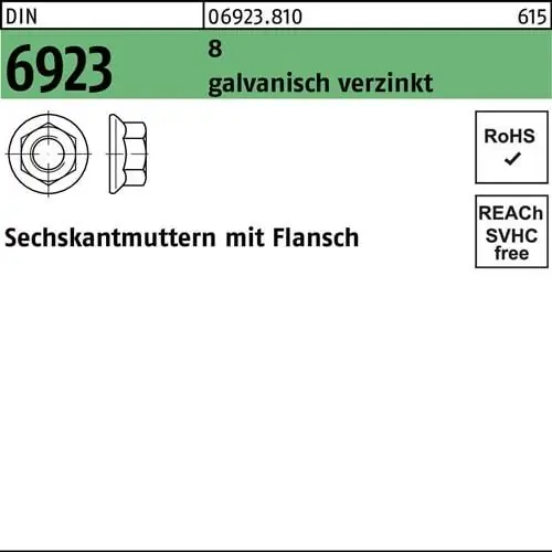 Sechskantmutter DIN 6923 Flansch M4 8 galv.verz. 1000 Stück Must-Have