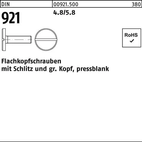 Flachkopfschraube DIN 921 Schlitz M3x 4 4.8/5.8 100 Stück Neue Kollektion