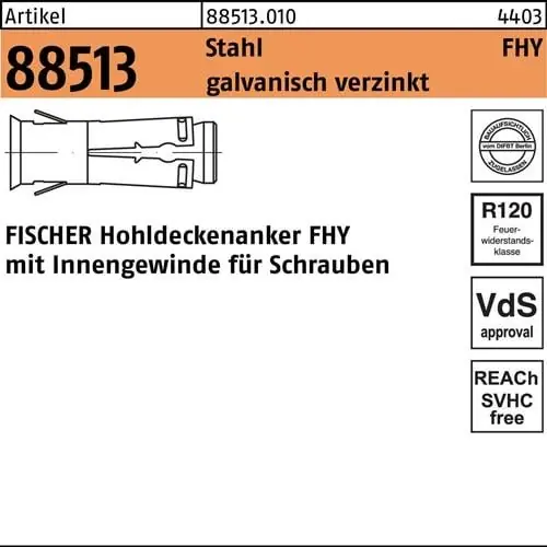 Preisknaller Hohldeckenanker R 88513 FHY M10 Stahl galv.verz. 20 Stück FISCHER