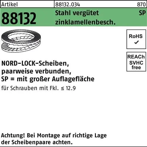 Günstig Unterlegscheibe R 88132 geklebt NL 22 SP Sta zinklamellenb. 50St. NORD-LOCK