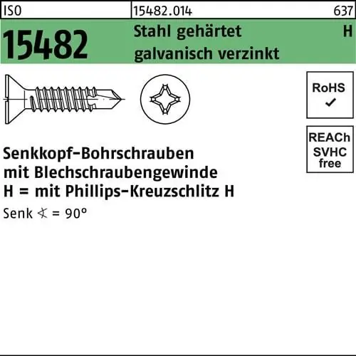 Aktuell Senkbohrschraube ISO 15482 PH ST 4,2x19-H Stahl gehärtet galv.verz. 1000St.