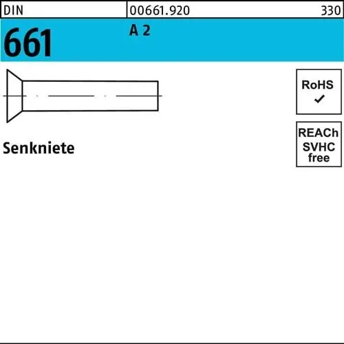 Senkniete DIN 661 5x 20 A 2 100 Stück Sichere Zahlung