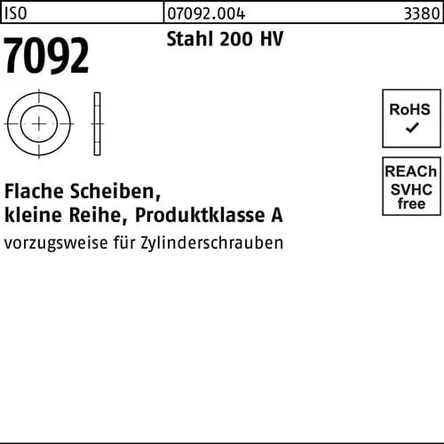 Unterlegscheibe ISO 7092 20 Stahl 200 HV 500 Stück Rabatt