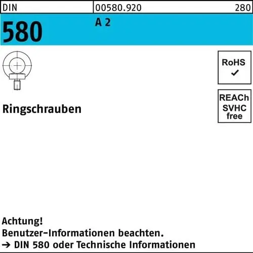 Ringschraube DIN 580 M24 A 2 1 Stück Direktkauf