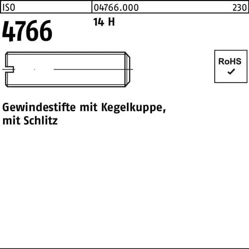 Neu Im Sortiment Gewindestift ISO 4766 Kegelkuppe/Schlitz M3x 6 14 H 1000 Stück