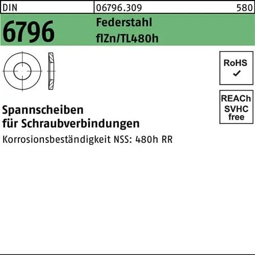 Spannscheibe DIN 6796 10x23x2,5 Federst. zinkbes. Gleitm. flZnnc 480h-L 500St. Kostenloser Versand