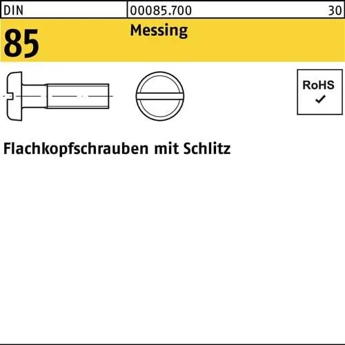 Schneller Versand Flachkopfschraube DIN 85/ISO 1580 Schlitz M3x 10 Messing 200 Stück