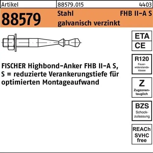 Rabatt Highbond-Anker R 88579 M16x 95/165 Stahl galv.verz. 10 Stück FISCHER