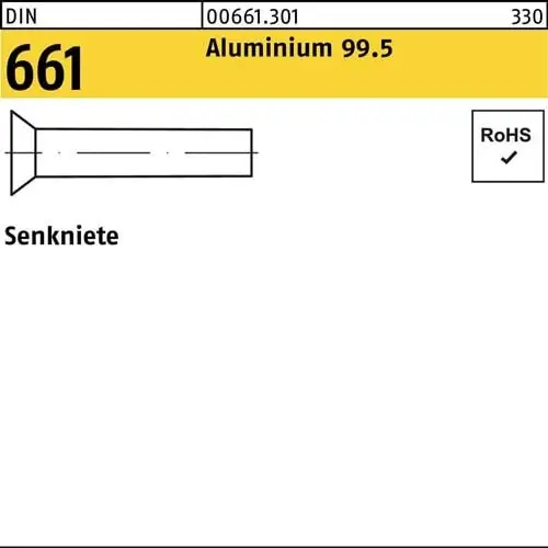 Senkniete DIN 661 8x 40 Aluminium 99.5 100 Stück Kostenloser Versand