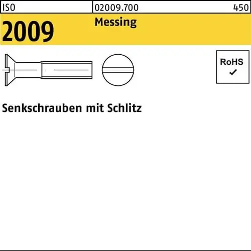 Senkschraube ISO 2009 Schlitz M4x 30 Messing 1000 Stück Jetzt Bestellen