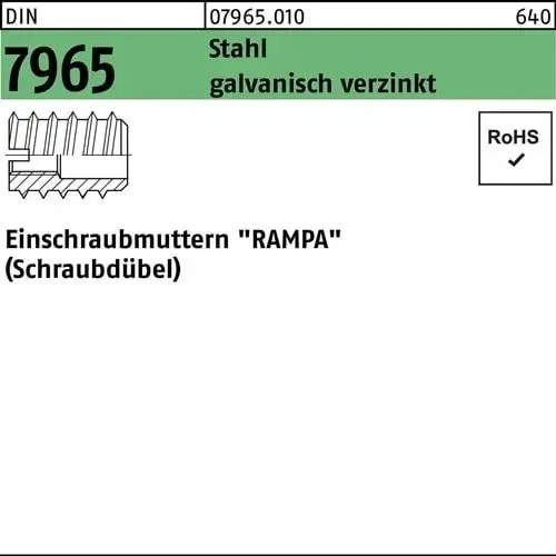 Einschraubmutter DIN 7965 M6x 20 Stahl galv.verz. 100 Stück Must-Have