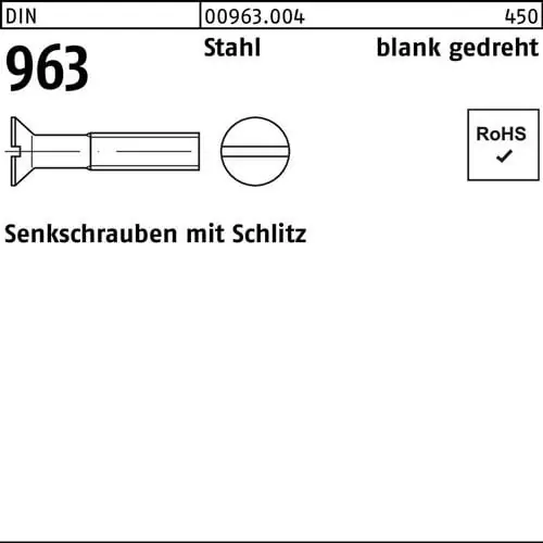 Senkschraube DIN 963 Schlitz M1,6x 6 Stahl gedreht 100 Stück Top-Preis