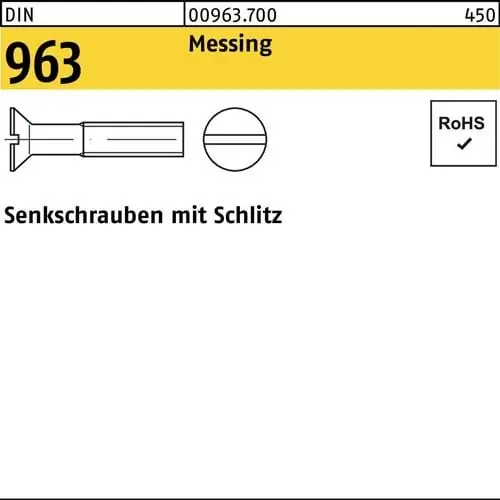 Senkschraube DIN 963 Schlitz M2x 20 Messing 200 Stück Letzte Chance