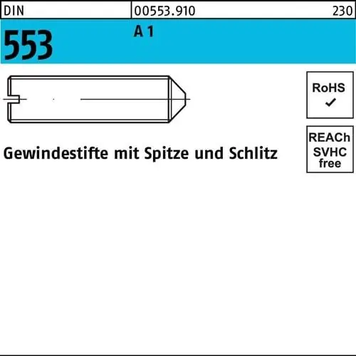 Gewindestift DIN 553 Schlitz/Spitze M5x 5 A1/1.4305 50 Stück Preiswert