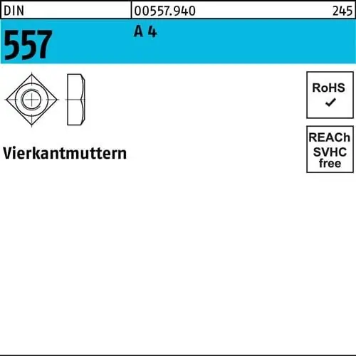 Vierkantmutter DIN 557 M12 SW 19 A 4 50 Stück Neue Ware