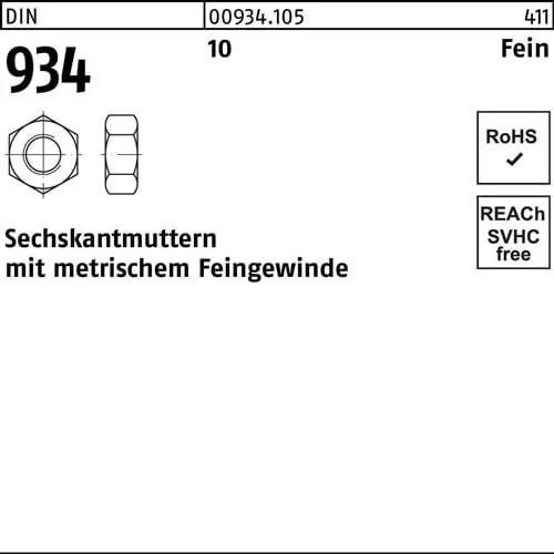 Sechskantmutter DIN 934 M20x 1,5 10 50 Stück Mega-Angebot