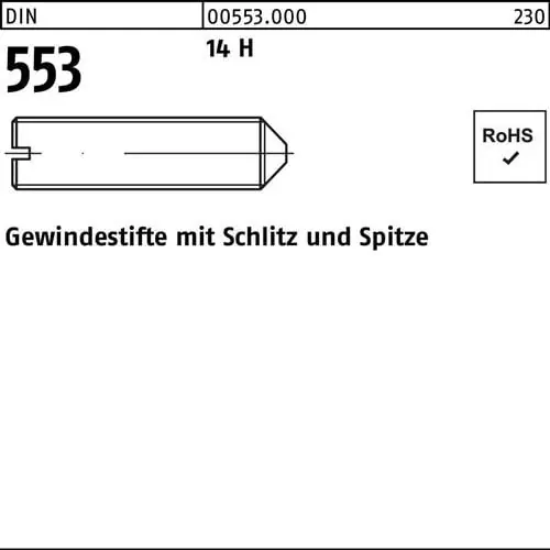 Neuheit Gewindestift DIN 553 Schlitz/Spitze M8x 20 14 H 100 Stück