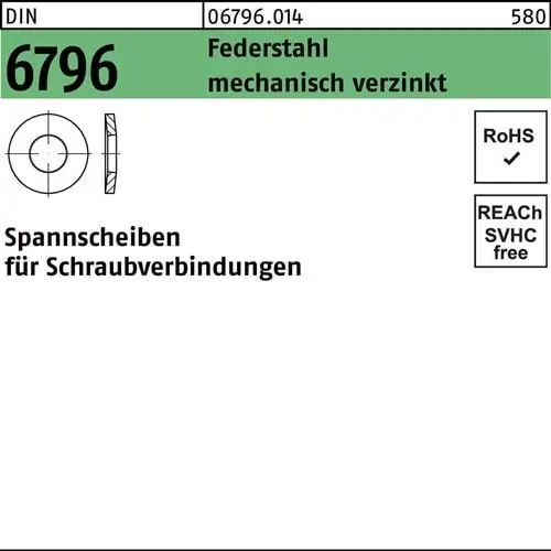 Spannscheibe DIN 6796 14x 35x 3,5 Federstahl mech.verz. 100 Stück Markenware